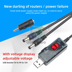 USB Boost Converter DC 5V to 9V 12V USB Step-up Converter Cable 2.1x5.5mm Plug For Power Supply/Charger/Power Converter