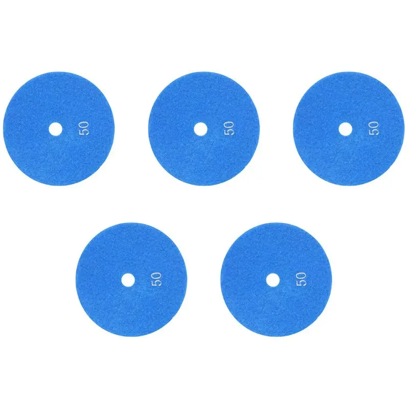 Simple 5Pcs 5 Inch 125Mm Wet Diamond Polishing Pads Marble Granite Grits 50