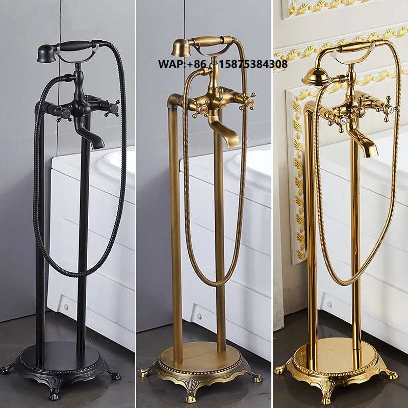 Floor-mounted Bathtub Faucet Golden Shower Set Freestanding Design Side-Mount Chaise Modern Minimalist Triple