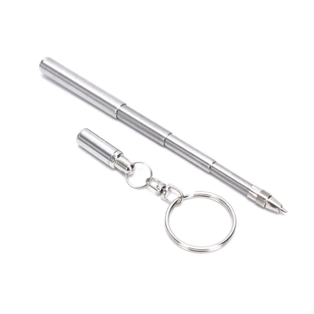 High Quality Stainless Steel Telescopic Pen with Keychain Tiny Pocket Pen Portable Tiny Key Ring Pen Gift