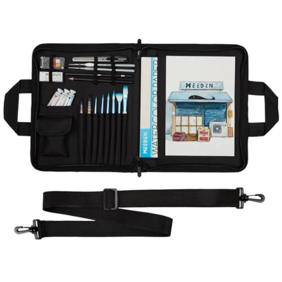 

Sketch Bag: Portable Artist Sketch Portfolio Case for 9" x 12" Sketchbook and Watercolor Pads - Zippered Art Travel Bag for Bru