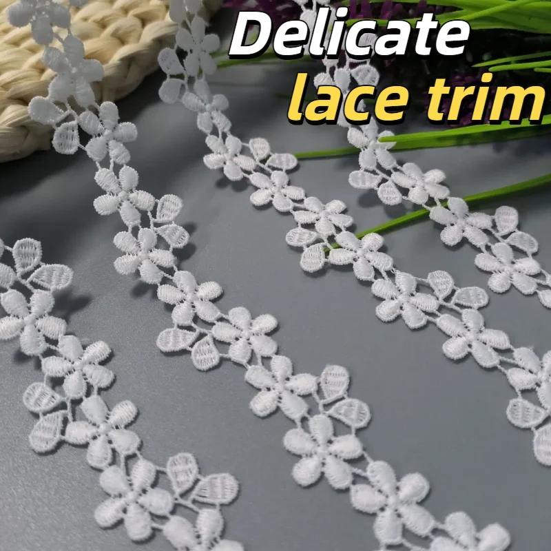 Mini White Clover Lace Trim, Embroidered Floral, 0.78 Inch, for Underwear, Hair Clips & DIY Decorations