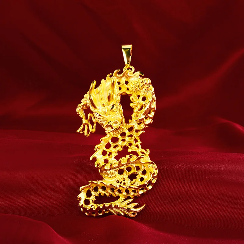 

Noble AU999 gold pendant domineering dragon pendant temperament mens necklace 24K pure gold pendant jewelry