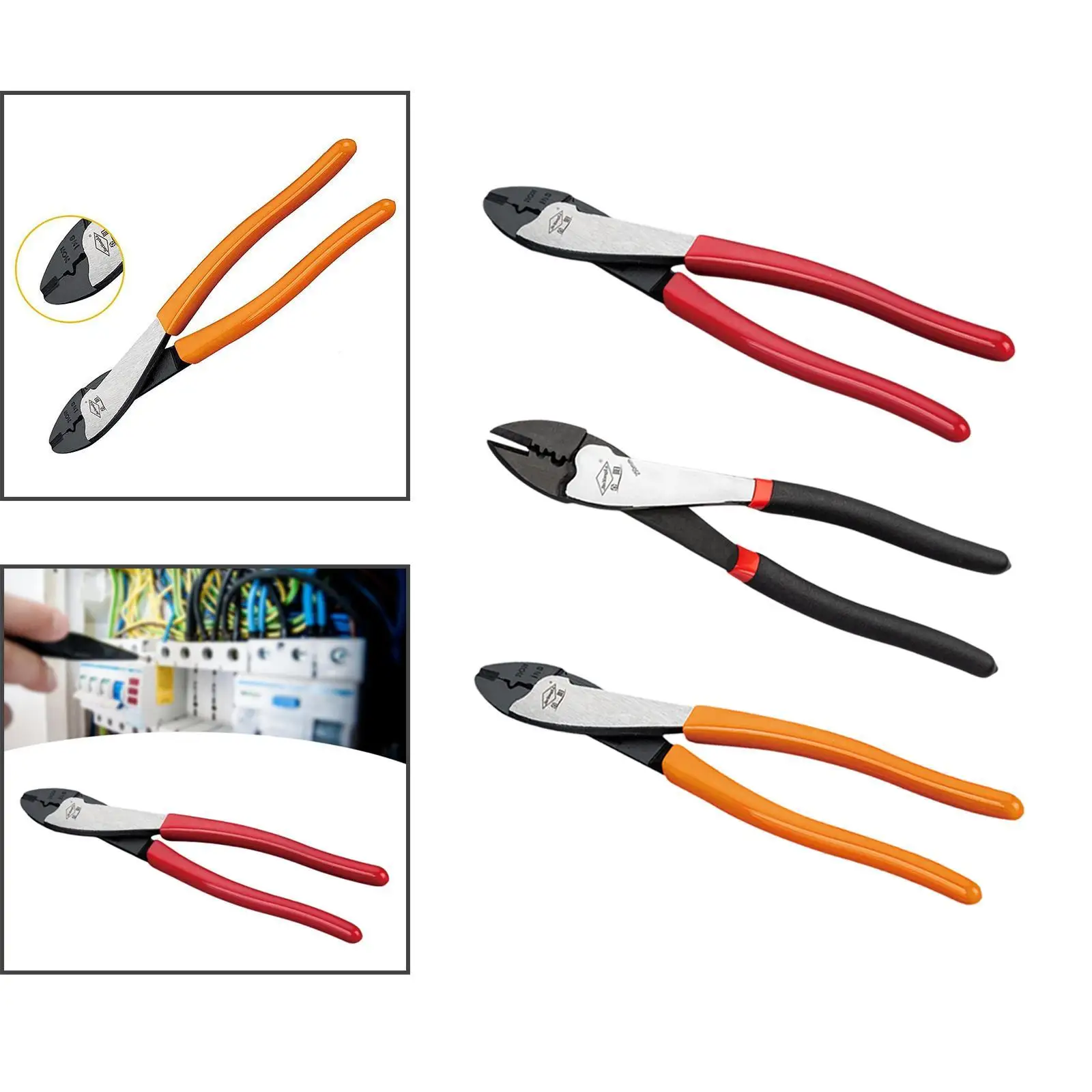 Wire Crimper Electricians Pliers Wire Cutter 10" Multifunctional Sturdy Comfortable Grip Professional Hand Tool Cable Crimper