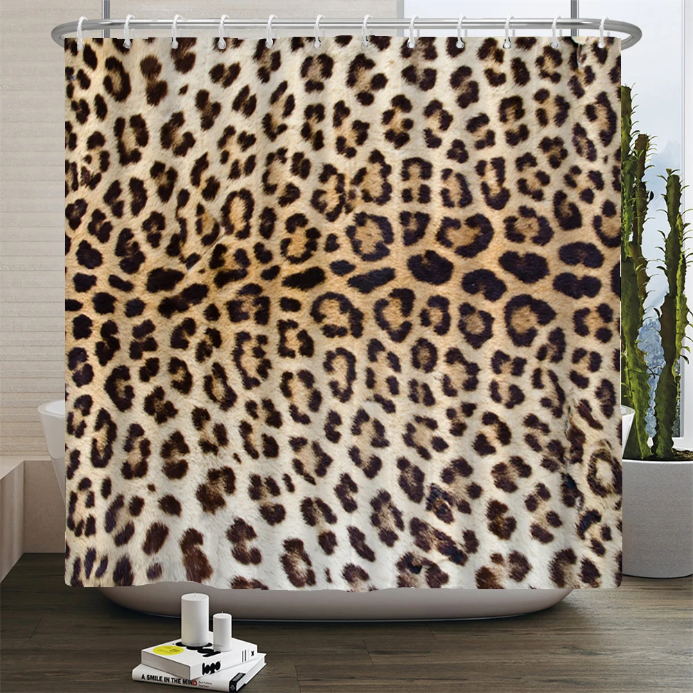 Modern Leopard Shower Curtain 3d Bathroom Curtain With Hooks Decorative Partition Screen 180*240 Polyester Washable Cloth