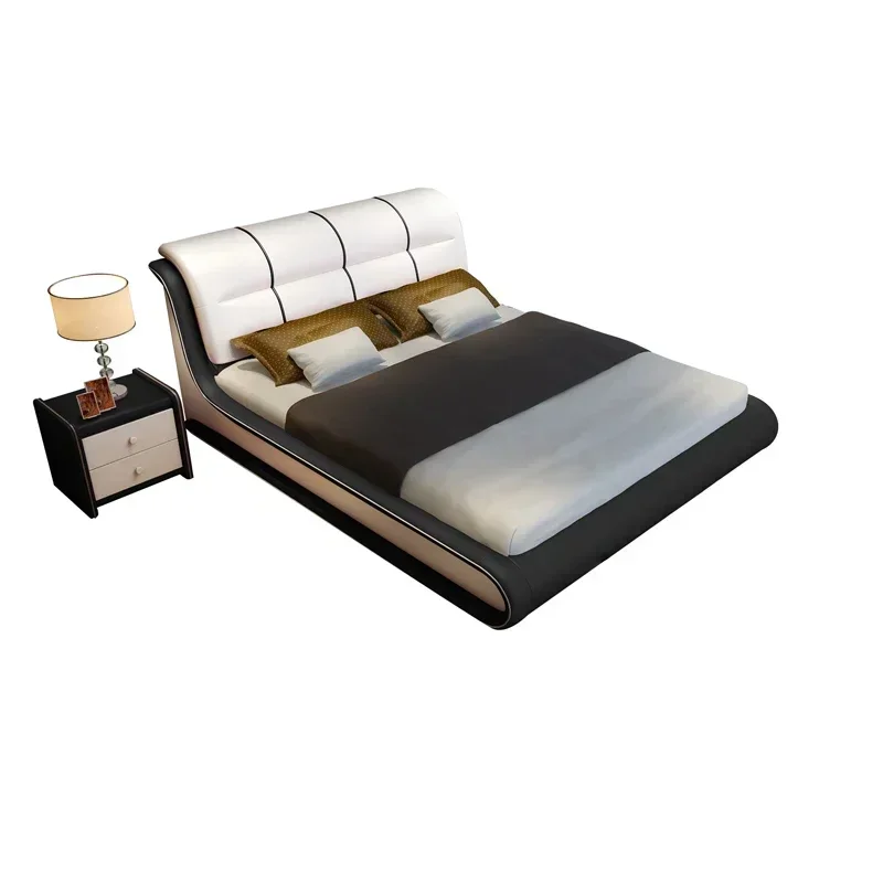 Premium 2025-Top - Notch Long - Lasting Genuine Leather Bed Double Leather Art 1.5 Meter Soft Bag European Style