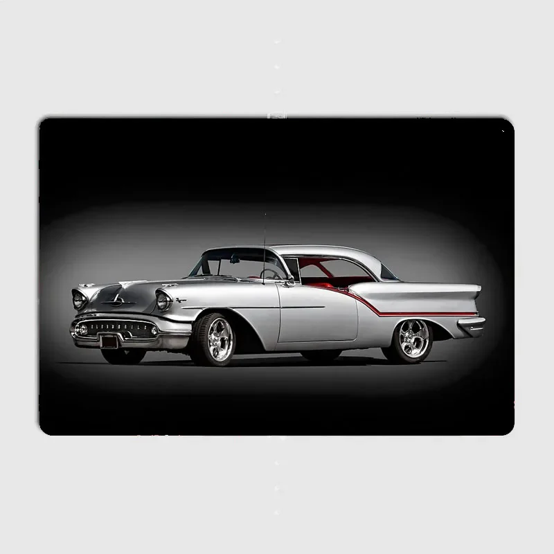 1957 Oldsmobile Super 88 Hardtop Retro Classic Car Roadster Poster Metal Sign Automobile Club Tin Home Wall Decor Room Decor