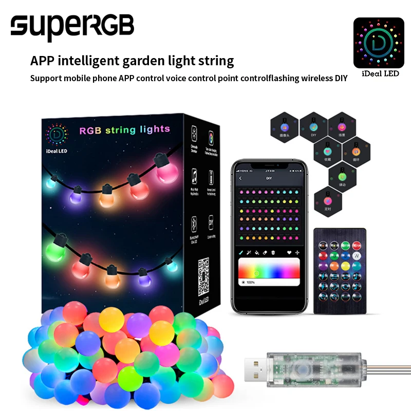 RGB LEDストリップライト,防水,写真表示,結婚式の装飾,アプリケーション制御,キャンプ,音楽,リズムライト,庭