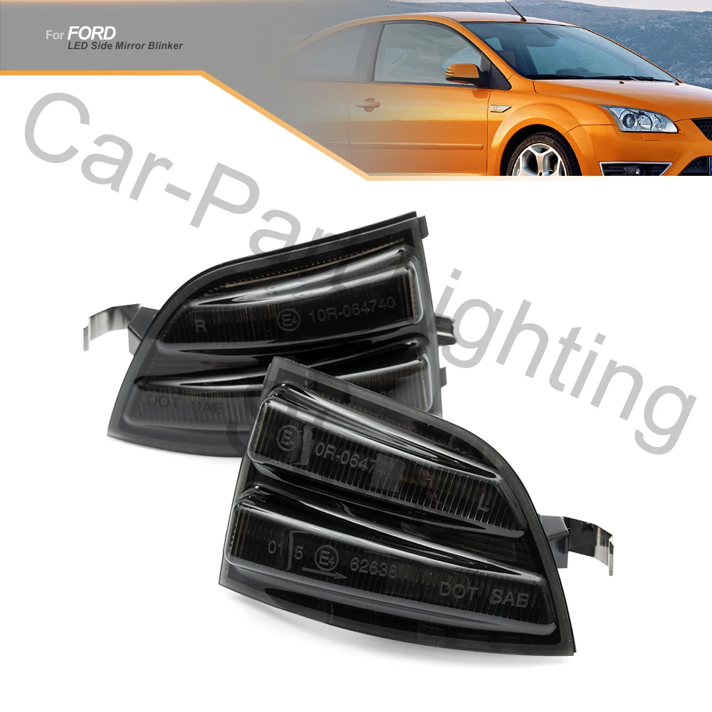 2Pcs 12V LED Sequential Side Marker Indicator Lamp Under Mirror Light CANBUS Error Free For Ford Focus ST Focus MK2 CC C-MAX