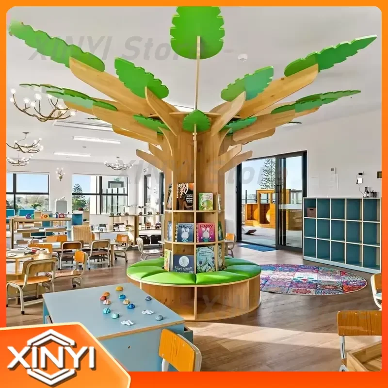 Montessori Wooden Bookcase for Kids Nursery Furniture for Preschool Library Reading Area Bookshelf for Children Learning