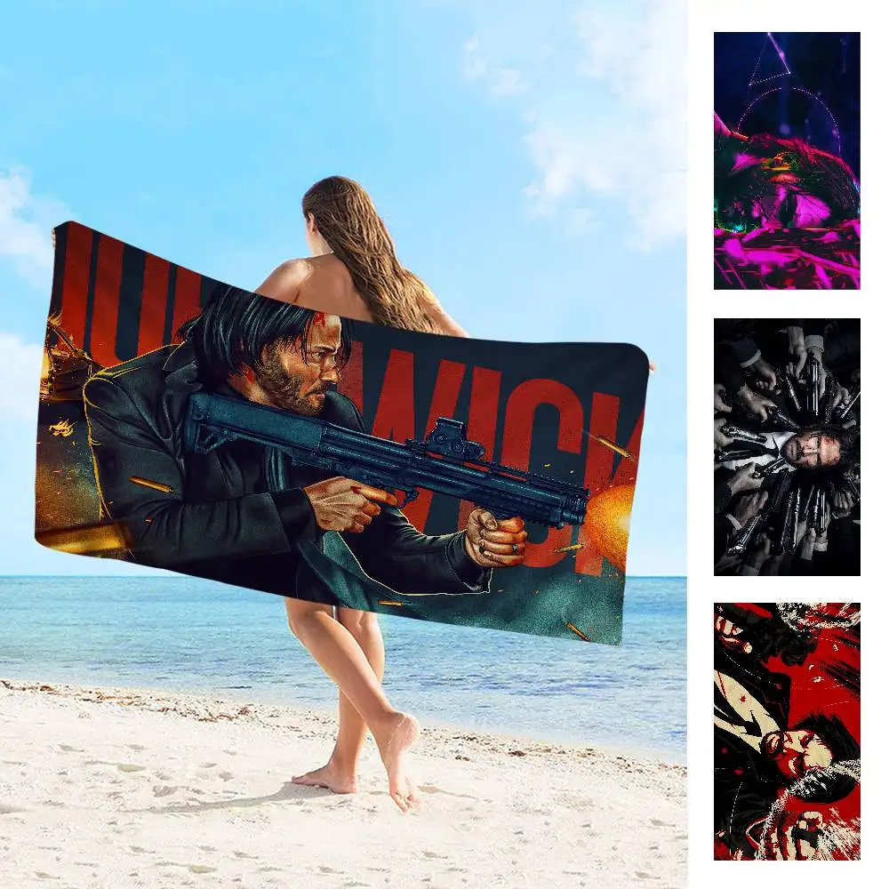 Action Movie J-John W-Wick Microfiber Beach Towel Absorbent Quick dry Soft Yoga Swimming Resort Mountain Climbing Towel