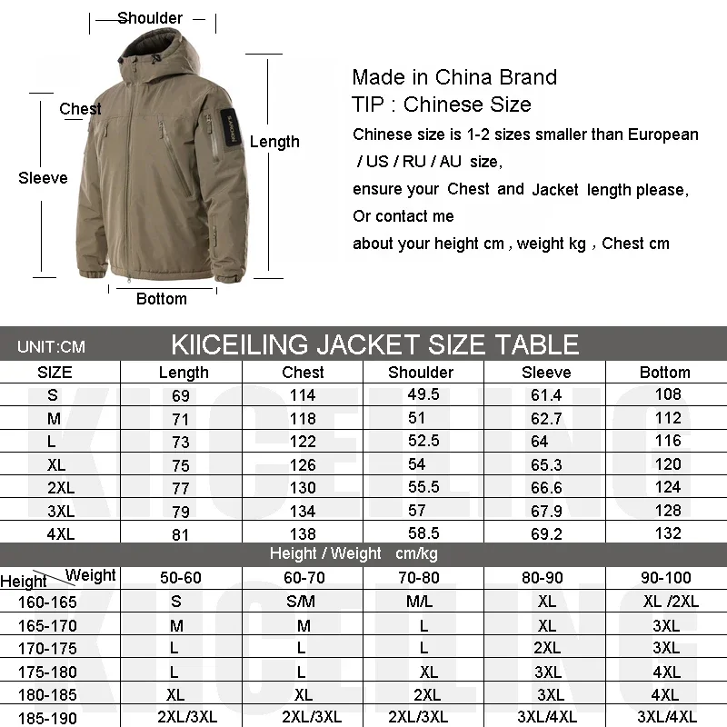 KIICEILING AK20 Bomber Tactical Jackets For Men Multicam Winter Warm Waterproof Military Mens Jacket Hiking Down Women\'s Coat