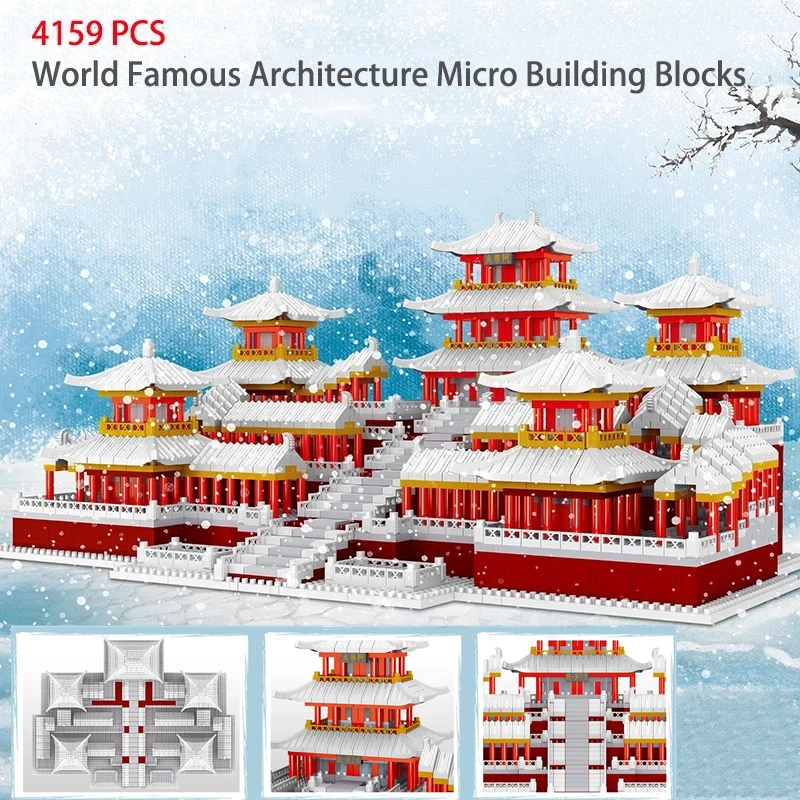 4159PCS World Famous Architecture Micro Building Blocks Chinese Ancient Epang Palace Model Mini Diamond Bricks Toys for Children