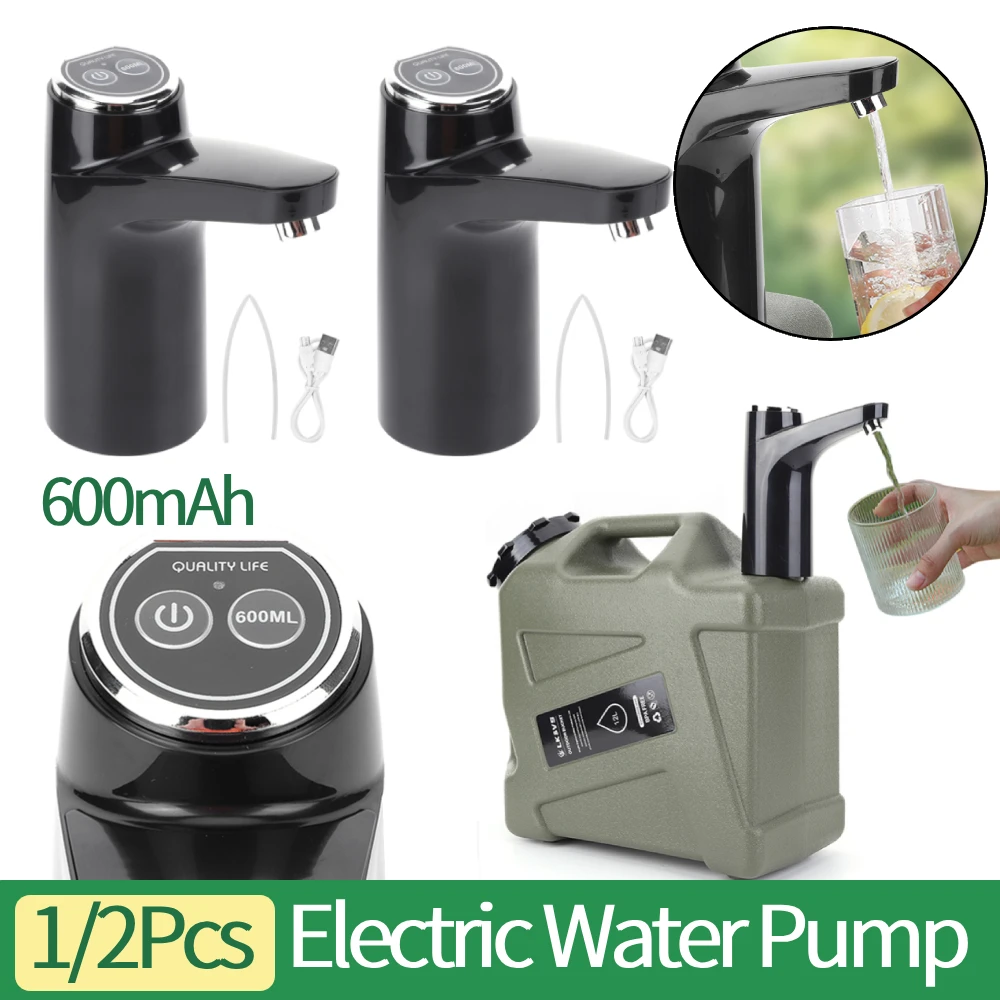 

1/2 шт. 4 Вт электрический водяной насос 600 мАч, перезаряжаемый через USB, портативный диспенсер для воды, беспроводное устройство для перекачки воды с управлением одной кнопкой