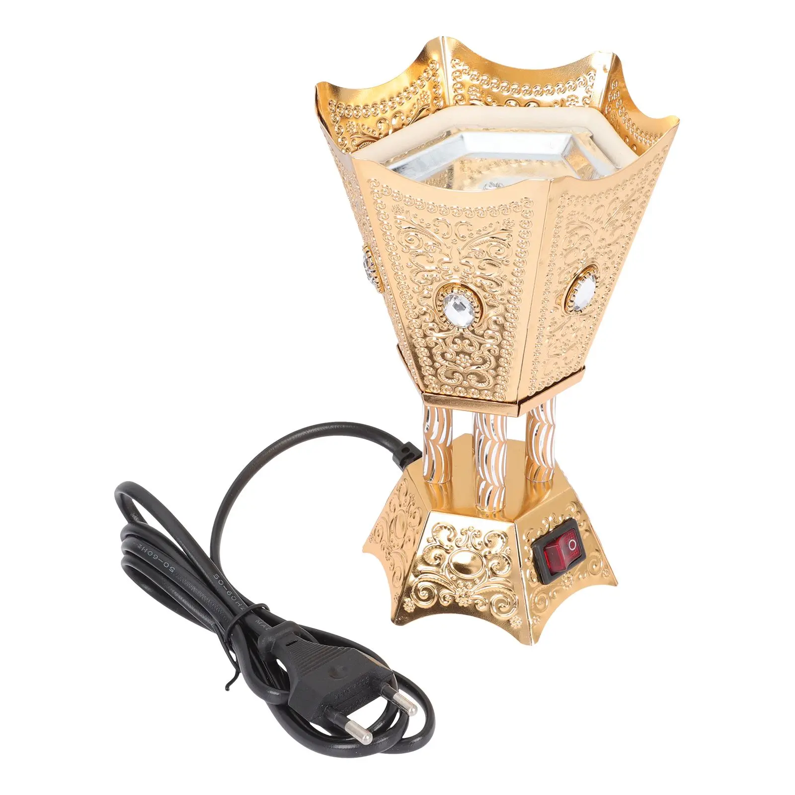 

Electric Censer Incense Burner Golden Holder Fall Tabletop nament Middle Eastern Style Air Purifier Home Bedroom Kitchen Yoga
