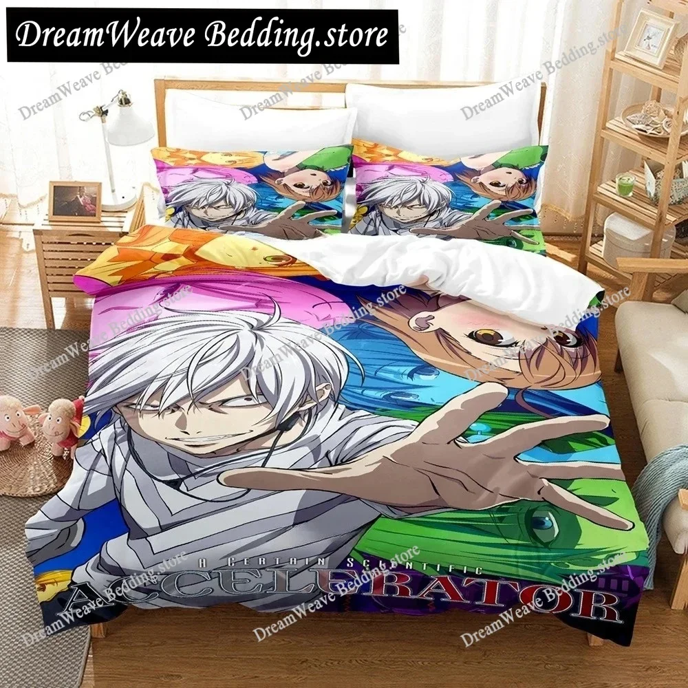 Fashion Anime A Certain Scientific Accelerator Bedding Set Single Twin Full Queen King Size Bed Set Adult Boy Bedroom Duvetcover