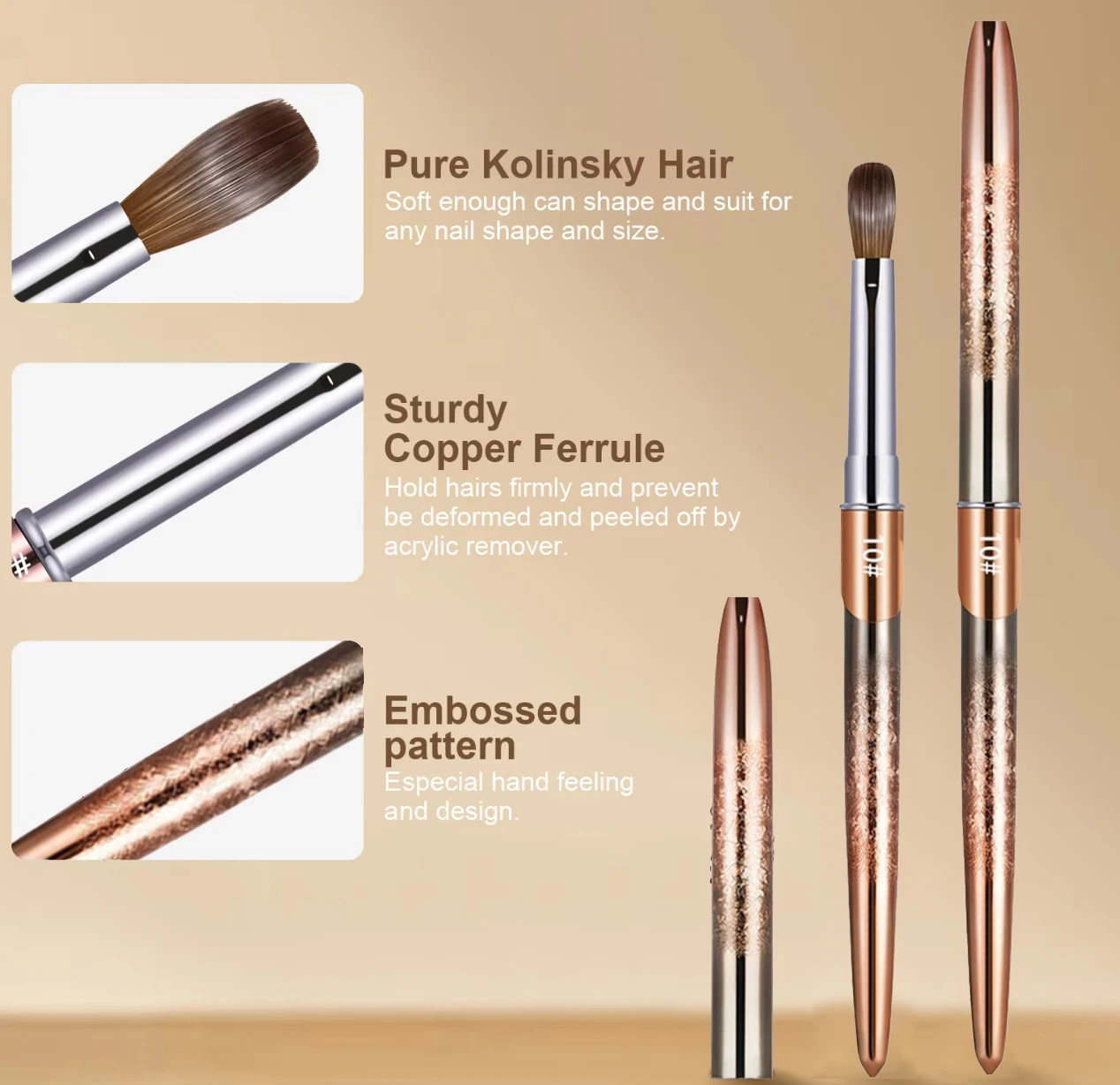 Kolinsky Acrylic Nail Brush Kolinsky Hair Bristles Round Shaped Handle Acrylic Brush Nail Brushes for Acrylic Application Nail