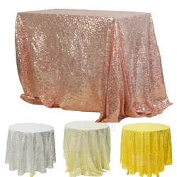 Sequin Tablecloth Glitter Round/Rectangular Table Cloth For Wedding Banquet Christmas Birthday Party Decor Home Tea Tablecloths