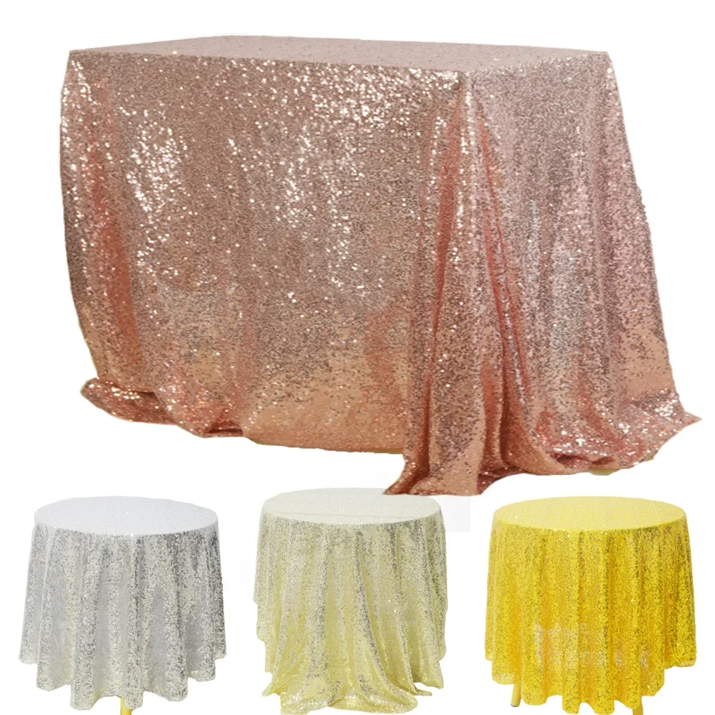 Sequin Tablecloth Glitter Round/Rectangular Table Cloth For Wedding Banquet Christmas Birthday Party Decor Home Tea Tablecloths