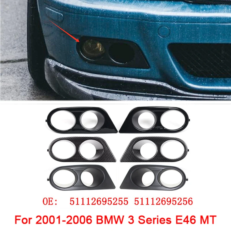 

2pcs ABS Black Car Front Bumper Fog Light Cover Lower Bezels Grille for 2001-2006 BMW E46 MT 51112695255 51112695256