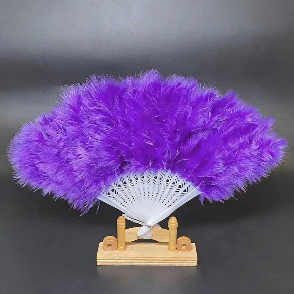 

New Handmade White Hand Fan 38*24cm Multicolors Ladies Folding Fur Fans Crafts Gifts Chinese Style Hanfu Fan Home Decor