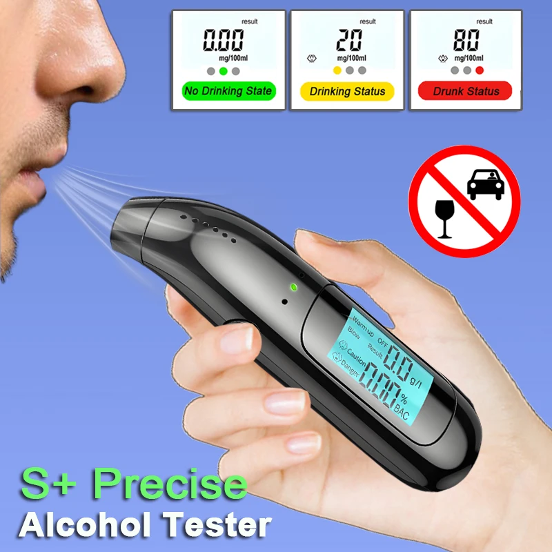 Non-Contact Breath Alcohol Detector Breathalyzer Rechargeable Portable LCD Digital Alcohol Diagnostic Tool Prevent Drunk Driving