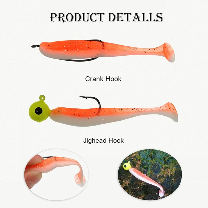 100-10PCS Soft Lure 3D Jig Head Hook Artificial Bait Swimbait DIY Carp Baits Wobblers Fish Fly Tying Ocean Lake Fishing Tackle