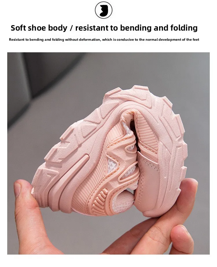 Kinder Mädchen Schule Weiße Freizeitschuhe Einfarbige Mesh-Sportschuhe für Kleinkinder Modische Leichte Kinder-Laufschuhe – Detail 7
