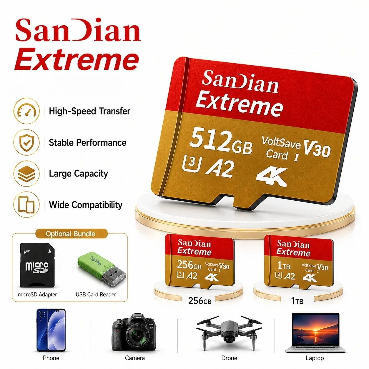 2026 New Original 1TB Micro TF/SD Card Memory Card 128GB 256GB  Mini Memory Card Class10 For Camera/Phone/Drone