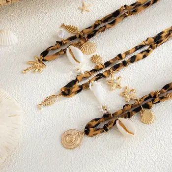 沙灘休閒風海星海螺吊墜項鍊,甜美酷女孩豹紋鎖骨鍊女款 10 最佳銷售 豹紋項鍊 - №5
