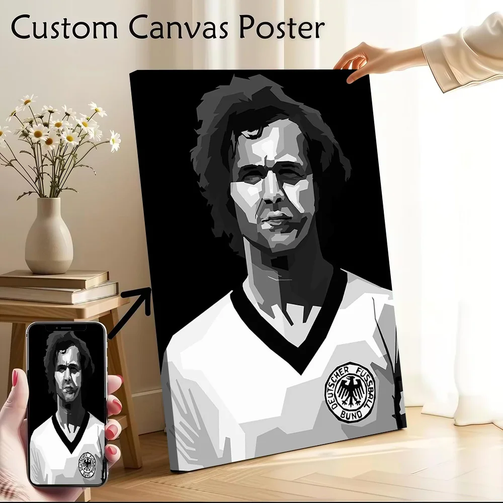 Franz Beckenbauer BW Poster Customizable Printed Canvas Painting for Pictures Wall Art Living Room Decorations Walls Decoration