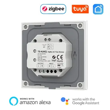 Rotační skleněný panel ZigBee Triac Dimmer Tuya APP Inteligentní stmívání pro jednobarevné stmívatelné LED žárovky, halogenové žárovky 10 nejlepší prodej Chytrý stmívač zásuvek Zigbee - №1