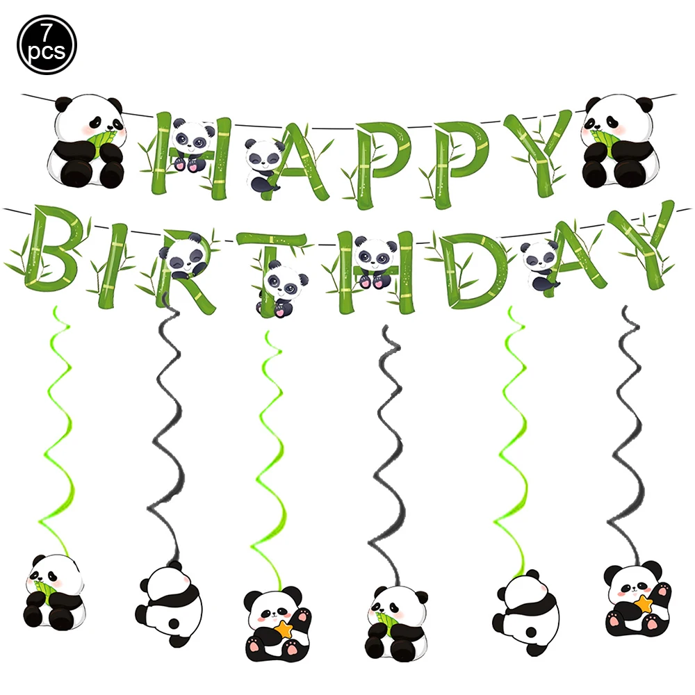 Panda Hanging Swirl Decorations Panda Bear Party Supplies Panda Birthday Theme Boy Girl 1-9th Birthday Party Balloon Baby Shower