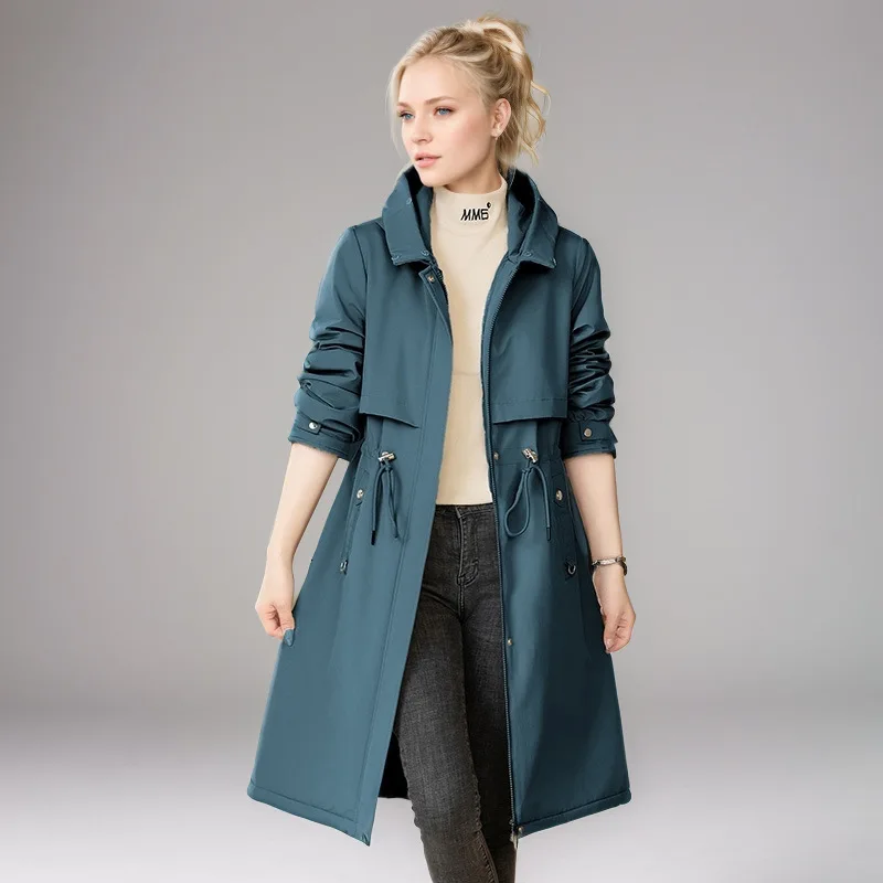 

Heavyweight Women's Winter Jacket Drawstring Luxury Fur Collar Slim Fit Lady's Padded Coat Long Over-the-knee Top For Female