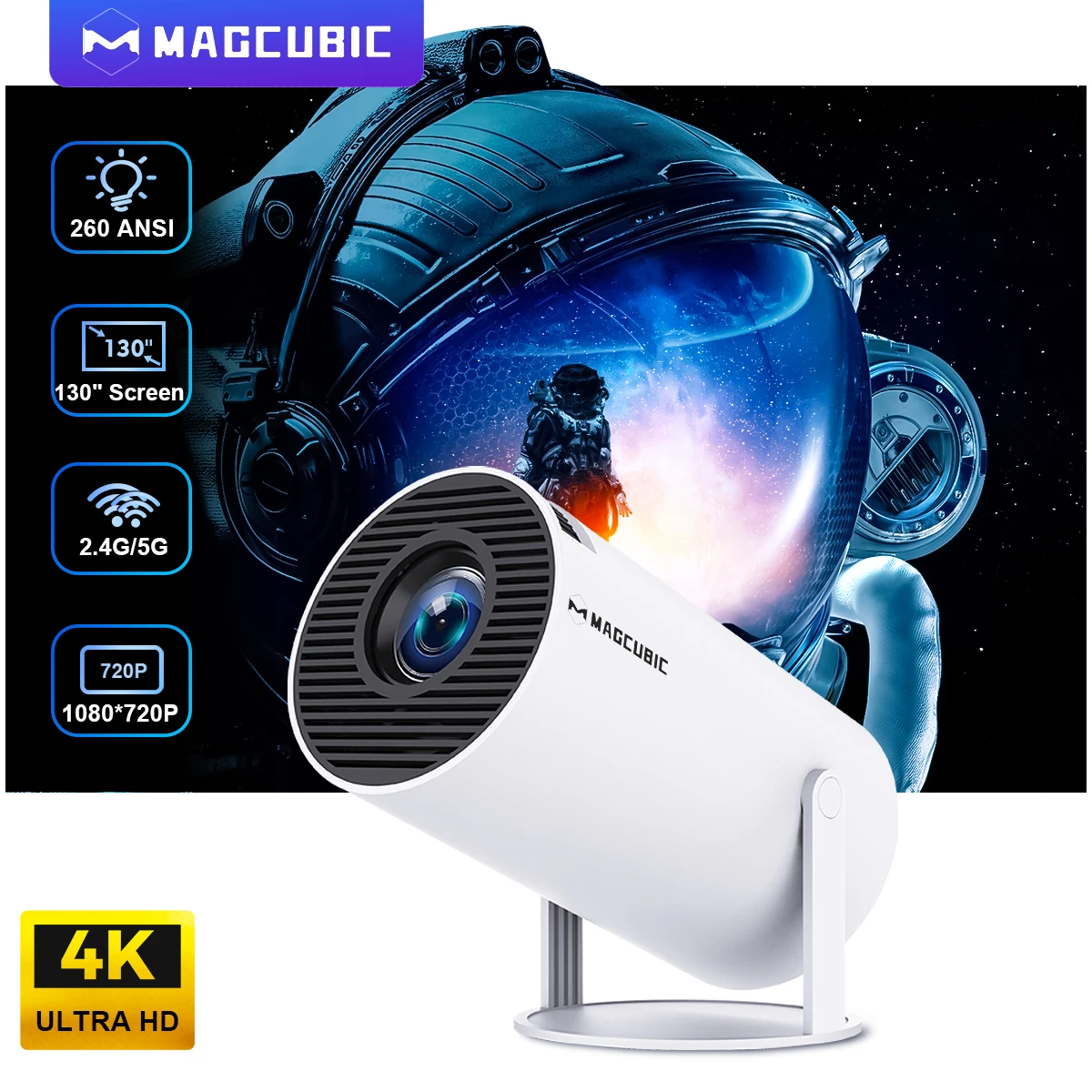 Projektor Magcubic 4K Android 11 HY300 podwójny Wifi6 260ANSI Allwinner H713 BT5.0 1080P 1280*720P kino zewnętrzny przenośny projektor