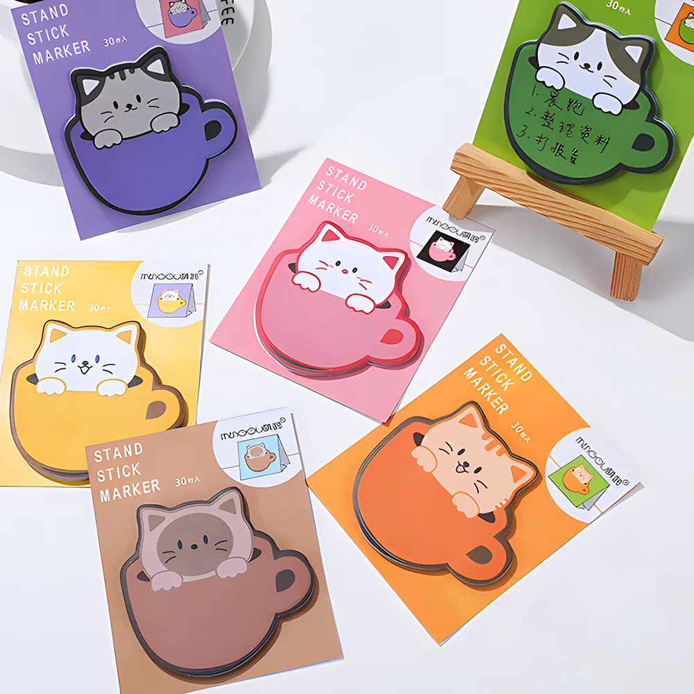 Kawaii Cat Sticky Notes Cute Memo Pad Post Notepad Funny Journal Stationery Book Sticker Diary Planner Index Tab Checklist To Do