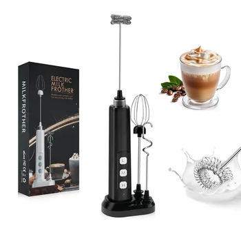 3-in-1 electric milk frother, 3-speeds power adjustablehandheld portable electric mixer,…