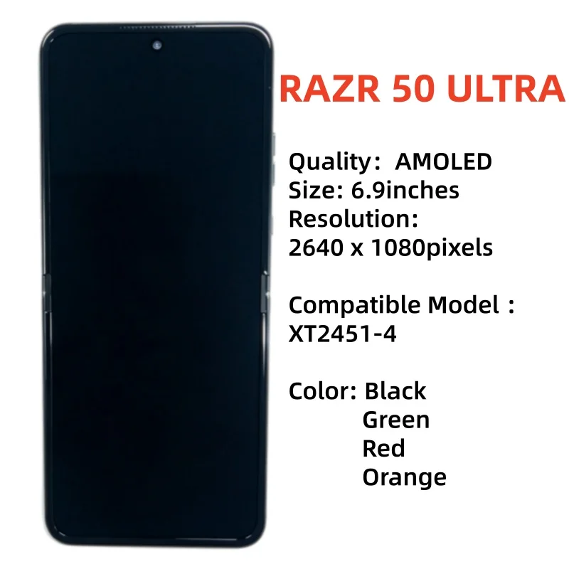 AMOLED For Motorola Razr 50 Ultra Main Internal Screen LCD Display Assembly With Frame