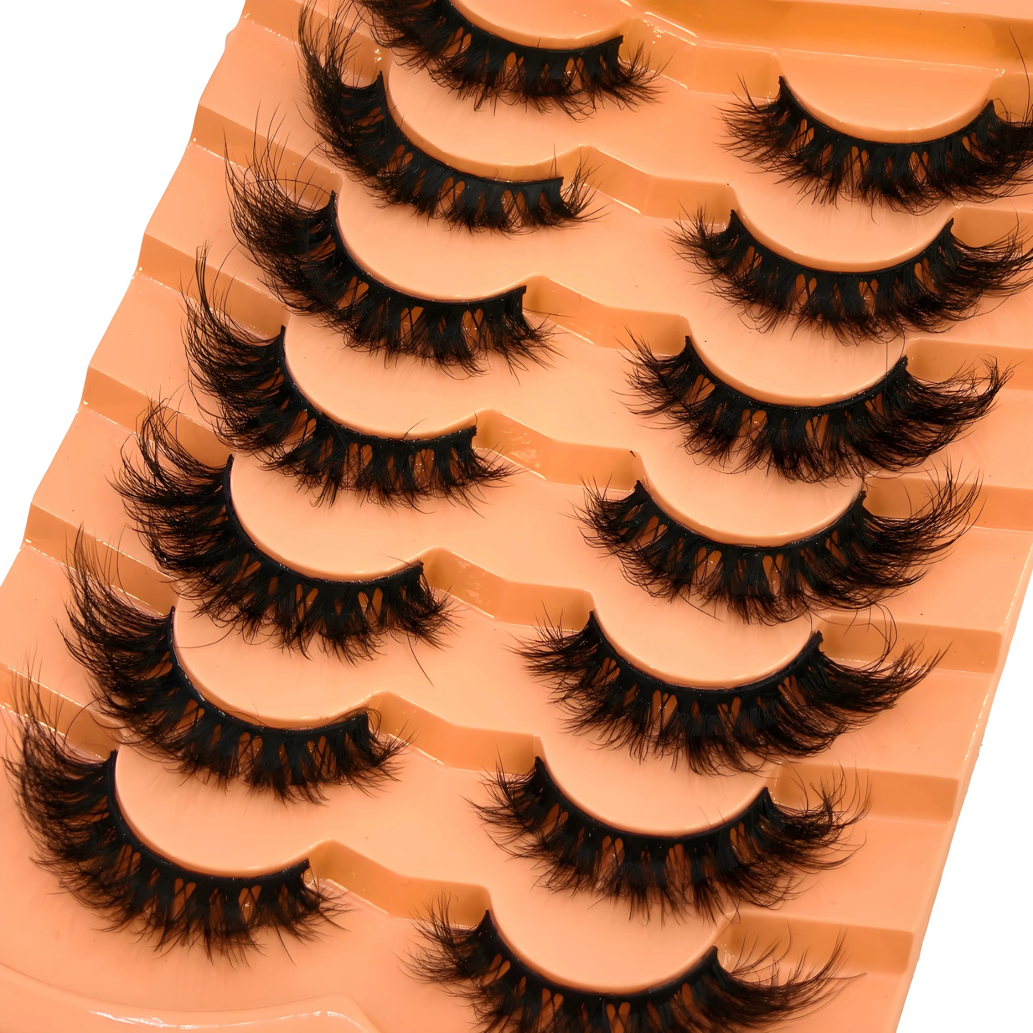 新しい 7 ペアクラシックハイブリッドボリュームまつげ新着うっすら D カールショートロシアストリップまつげメイクアップつけまつげ