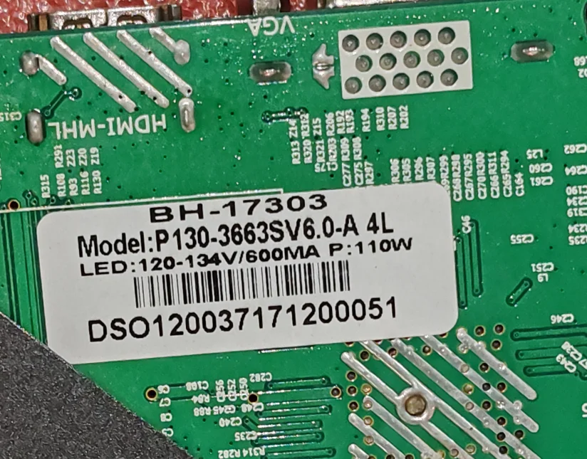 تم اختبار اللوحة الأم للتلفزيون P130-3663SV6.0 ثلاثة في واحد بشكل جيد BH-17303 لـ 120V--134V 600ma 110v #6