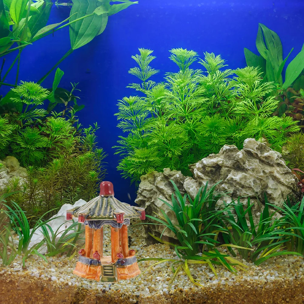 

Miniature Pavilion Ceramic Aquarium Fish Hideout Shelter Bonsai Ornament Zen Garden Micro Landscape Decor Zen Garden Accessories