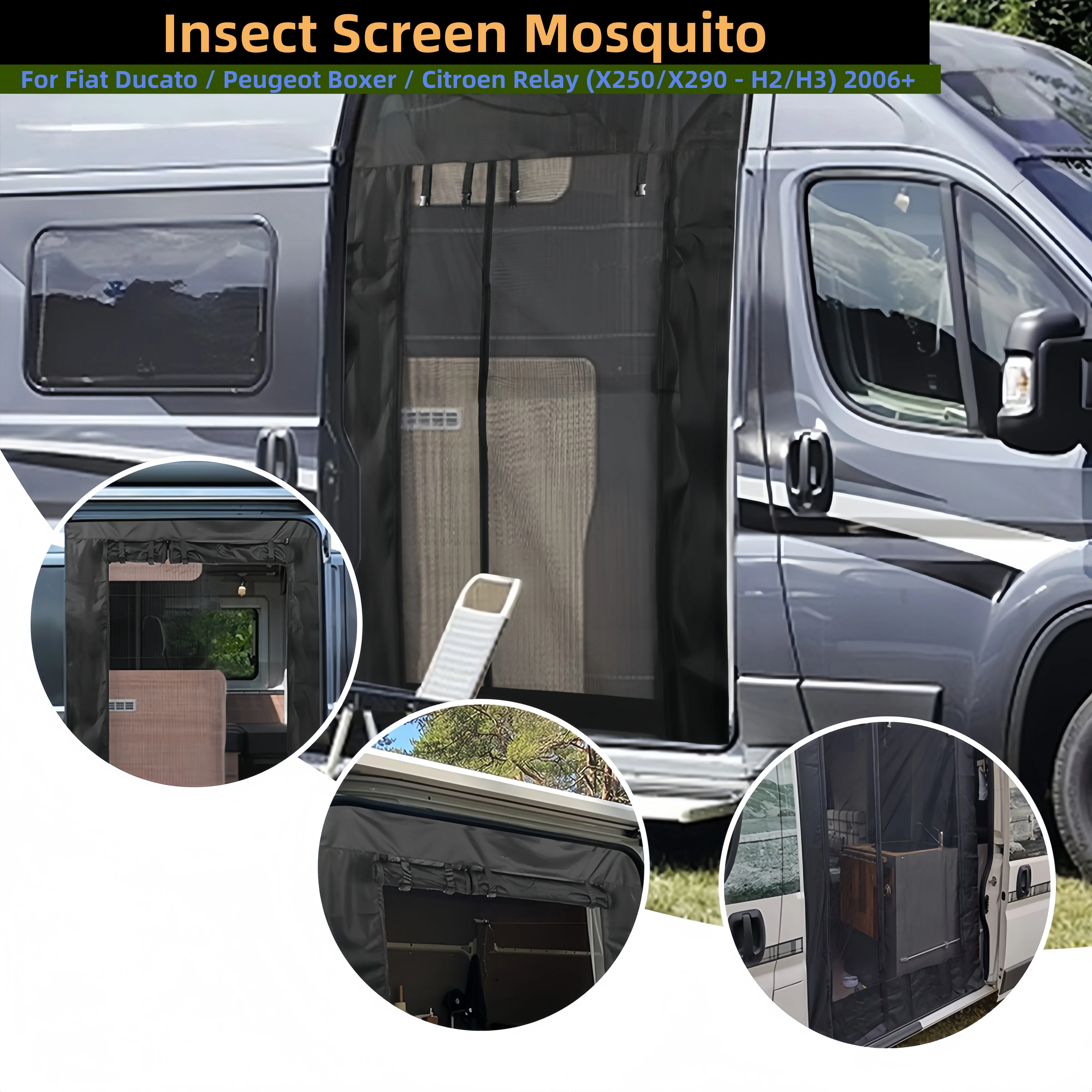 

Insect Screen Mosquito/Fly Screens Net For Fiat Ducato / Peugeot Boxer / Citroen Relay (X250/X290 - H2/H3) 2006+ Car Curtains