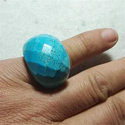 Anillos de dedo para hombre, piedra azul turquesa Natural, diámetro de agujero de superficie facetada, 15MM, 20MM, Moda para sus bodas, 1 unidad