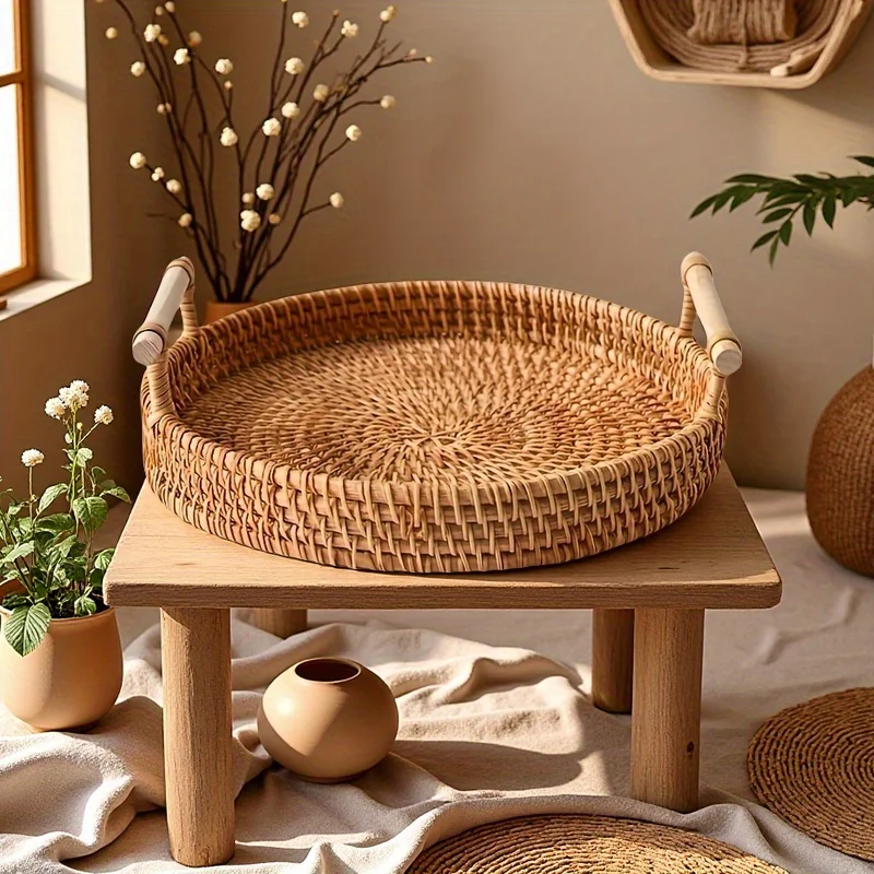 수제 라탄 원형 트레이 (이중 손잡이 포함) - 차, - Ceramic Trinket Dish 리뷰 및 가격