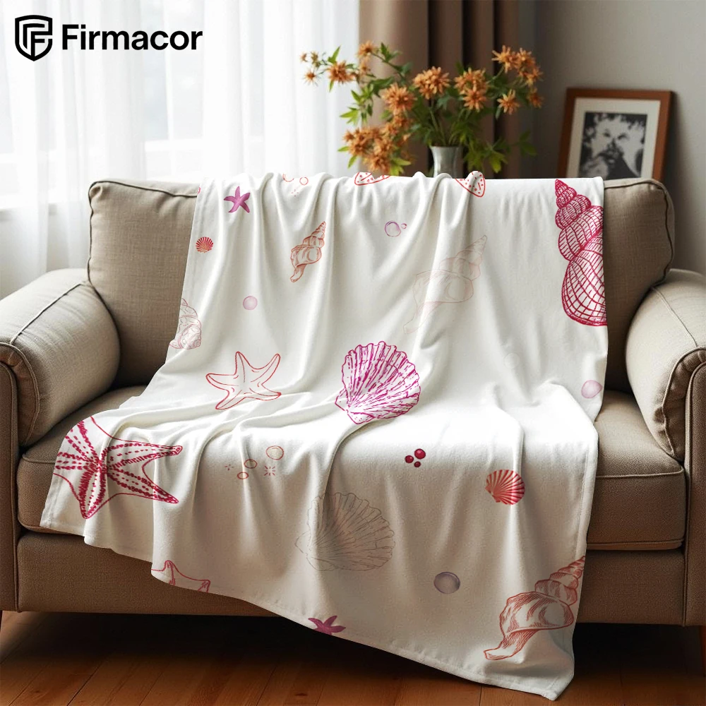 Blush Shell Anime Cartoon Flannel Blanket Soft Warm Throw for Bedroom Sofa Car Kids Holiday Gift