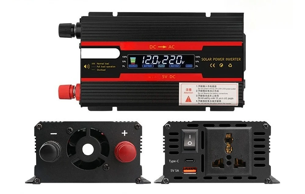 Car inverter 12v & 24v to 220v2000w household LCD digital display power conversion