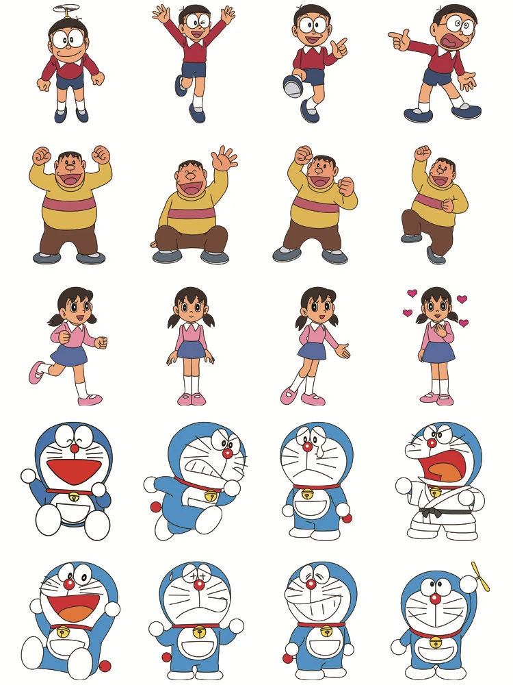 12 piezas/lote de pegatinas termoadhesivas de Doraemon, parches personalizados DIY para camisetas infantiles, decoración lavable para planchar