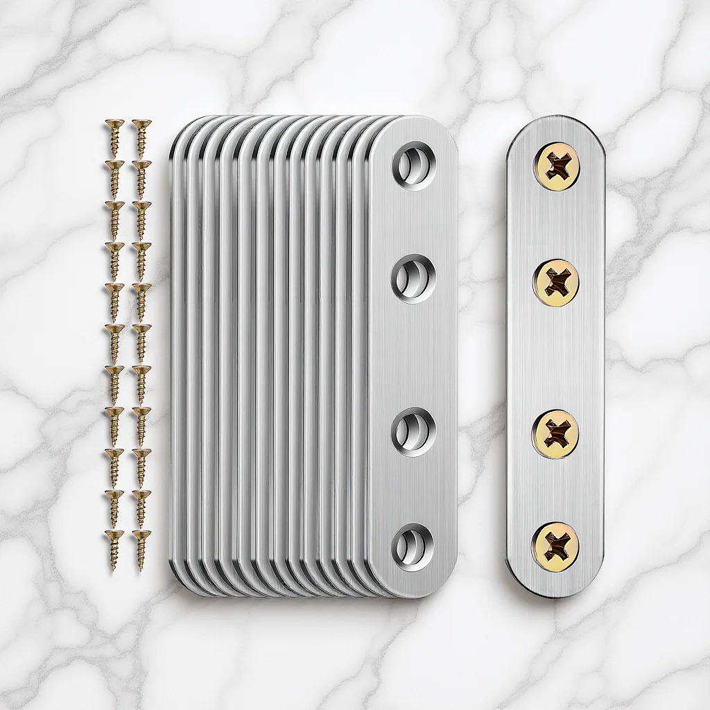 

14Pcs Metal Flat Brackets Straight Brace Plates Reinforced Joining Plates for Cabinet Wardrobe Furniture Fixing