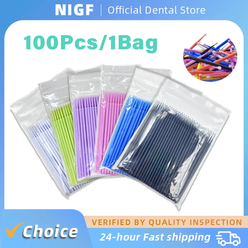 NIGF 100Pcs Dentistry Disposable Applicator Micro Brushes Dental Odontologia Extension Tools Dentist Materials Dropship