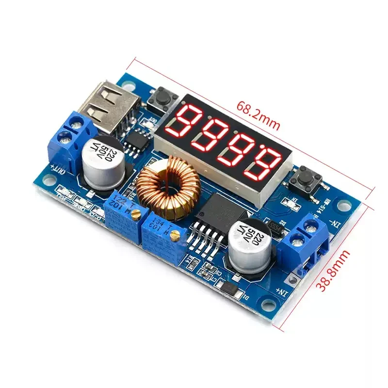 High Power XL4015 5A 75W Buck Converter Adjustable Module Step-Down DC-DC 5-36V to 1.25-32V with Voltmeter for Power Regulation
